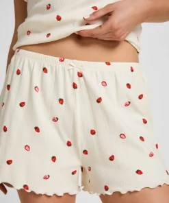 Pyjama-Shorts Pointelle - Weiß