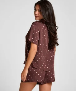 Pyjama-Shorts Satin - Braun