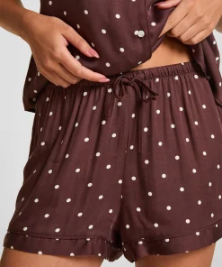 Pyjama-Shorts Satin - Braun
