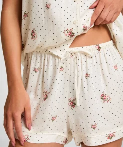 Pyjama-Shorts Satin - Weiß