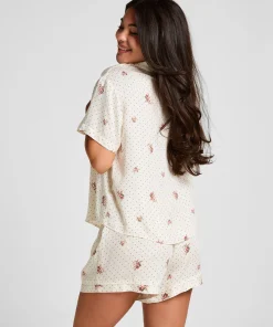 Pyjama-Shorts Satin - Weiß