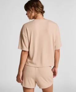 Pyjamatop aus aufgerautem Jersey - Beige