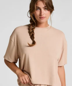 Pyjamatop aus aufgerautem Jersey - Beige
