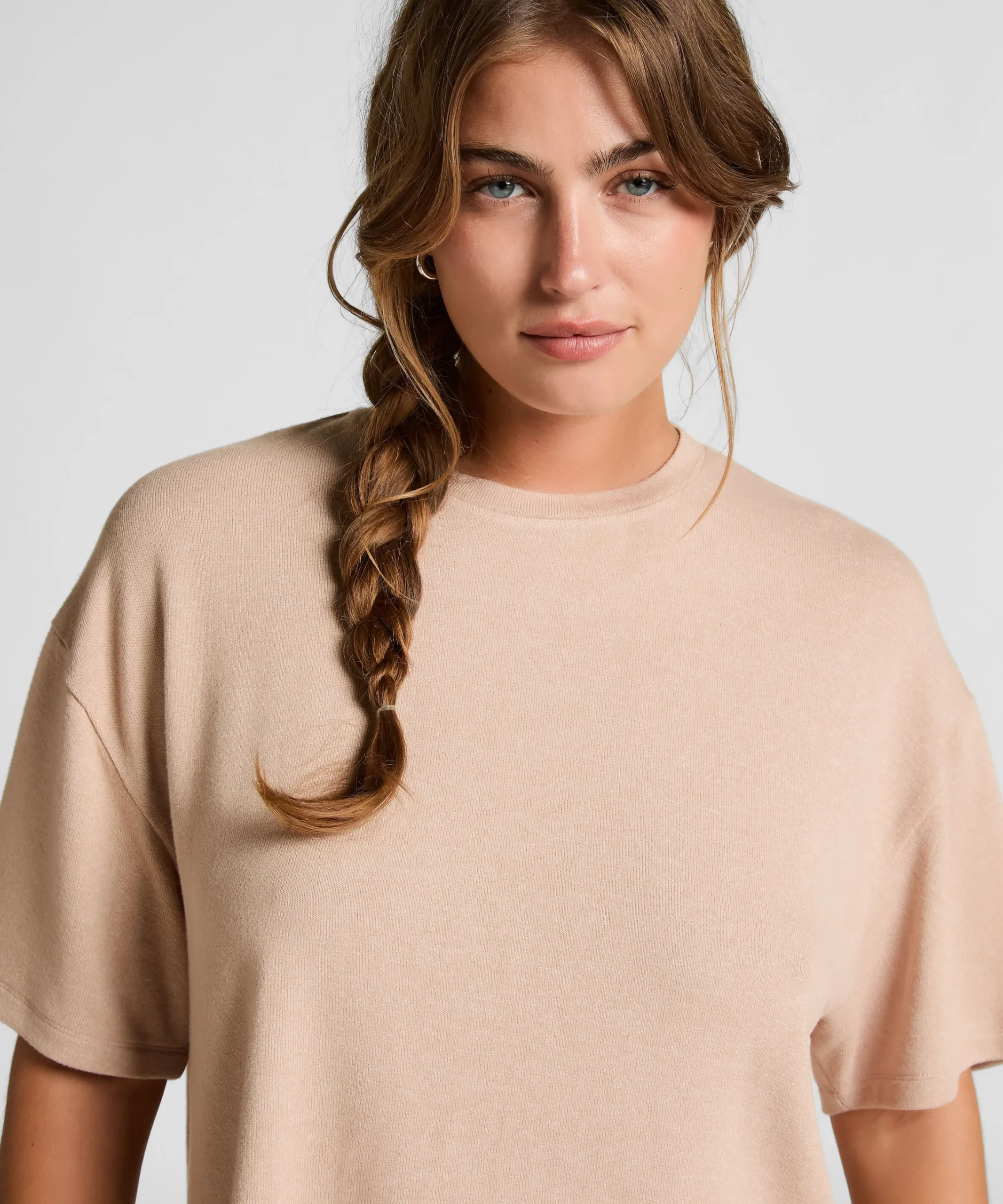 Pyjamatop aus aufgerautem Jersey - Beige