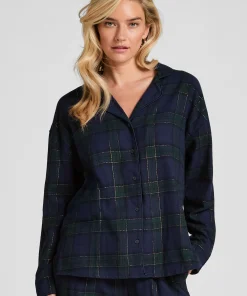 Pyjamatop aus Flanell - Blau