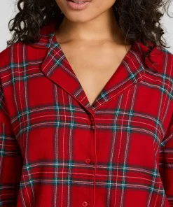 Pyjamatop aus Flanell - Rot