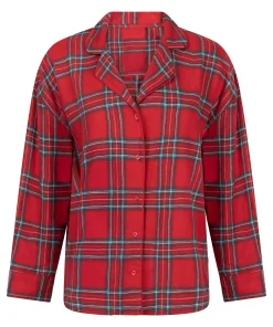 Pyjamatop aus Flanell - Rot