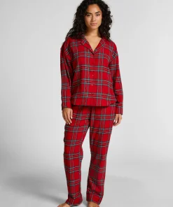 Pyjamatop aus Flanell - Rot