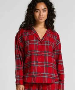 Pyjamatop aus Flanell - Rot