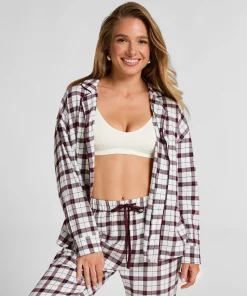 Pyjamatop aus Flanell - Weiß