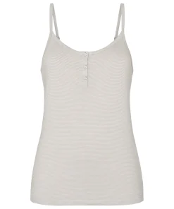 Pyjama Top Gestreift mit Knopfleiste - Grau