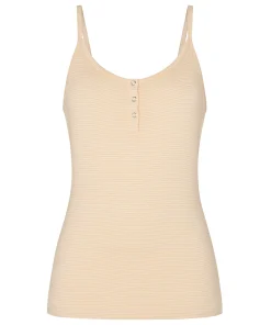 Pyjama Top Gestreift mit Knopfleiste - Gelb