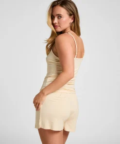 Pyjama Top Gestreift mit Knopfleiste - Gelb