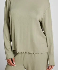 Pyjama Top Loose Pointelle - Grün