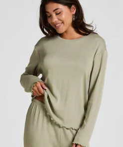 Pyjama Top Loose Pointelle - Grün