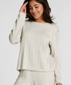 Pyjama Top Loose Pointelle - Grau