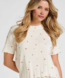 Pyjama Top Pointelle - Weiß