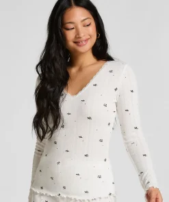 Pyjamatop Pointelle - Weiß