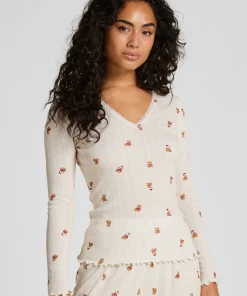 Pyjamatop Pointelle - Weiß