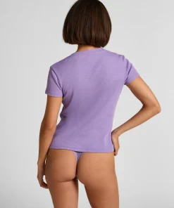 Pyjamatop Rib Crew Neck - Lila