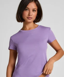 Pyjamatop Rib Crew Neck - Lila