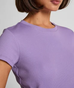 Pyjamatop Rib Crew Neck - Lila