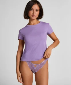 Pyjamatop Rib Crew Neck - Lila
