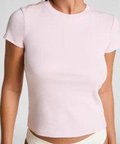 Pyjamatop Rib Crew Neck - Rosa