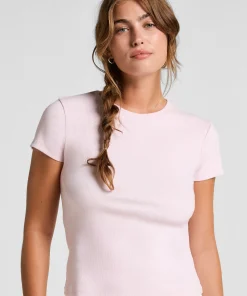 Pyjamatop Rib Crew Neck - Rosa