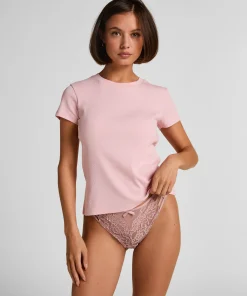 Pyjamatop Rib Crew Neck - Rosa