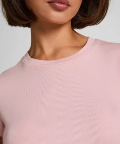 Pyjamatop Rib Crew Neck - Rosa