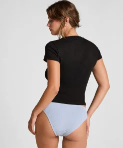 Pyjamatop Rib Crew Neck - Schwarz
