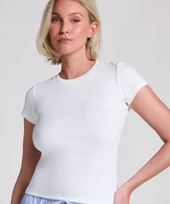 Pyjamatop Rib Crew Neck - Weiß