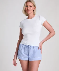 Pyjamatop Rib Crew Neck - Weiß