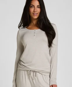 Pyjama Top Thin Stripe - Grau