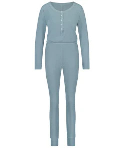 Pyjama Waffle Placket - Blau