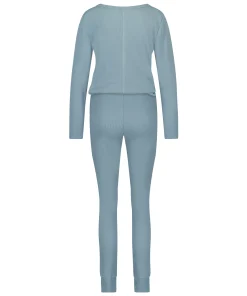 Pyjama Waffle Placket - Blau