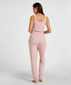 Rippjersey-Top mit Spitze - Rosa