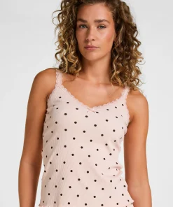Rippjersey-Top mit Spitze - Rosa
