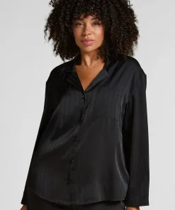 Satinjacke mit Nadelstreifen - Schwarz