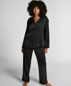 Satinjacke mit Nadelstreifen - Schwarz