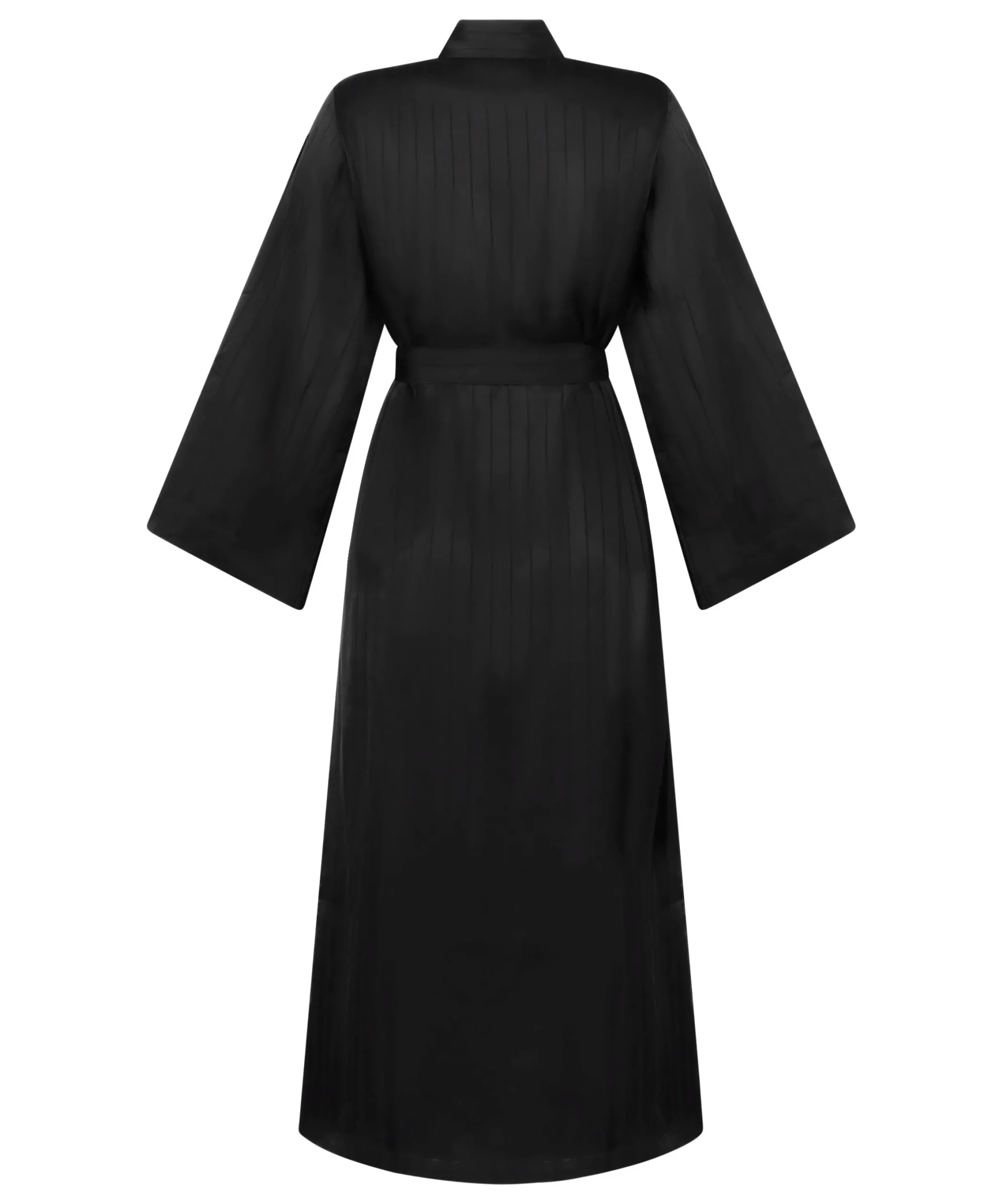 Satin-Kimono mit Nadelstreifen - Schwarz