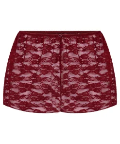 Shorts aus Allover-Spitze - Rot