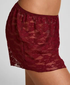 Shorts aus Allover-Spitze - Rot