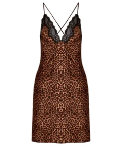 Slipdress Leopard Gabrielle - Schwarz