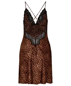 Slipdress Leopard Gabrielle - Schwarz
