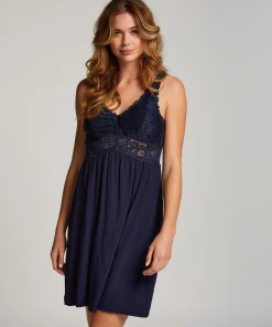 Slipdress Nora Lace - Blau