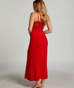 Slipdress Nora Lace Long - Rot
