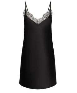 Spitzen-Slipdress - Schwarz