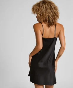 Spitzen-Slipdress - Schwarz